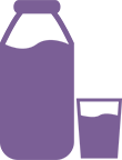  vector icon depicting a bottle and a glass of a liquid