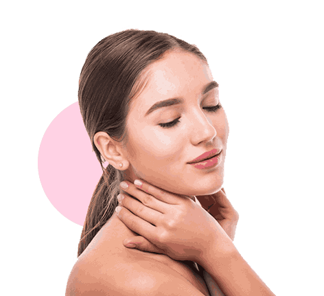 woman touching and feeling her healthy skin
