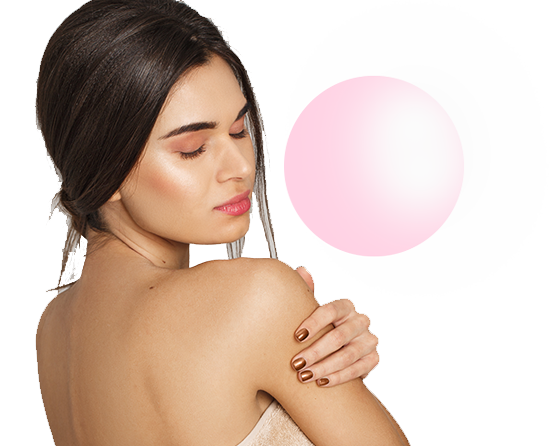 woman touching and feeling her healthy skin